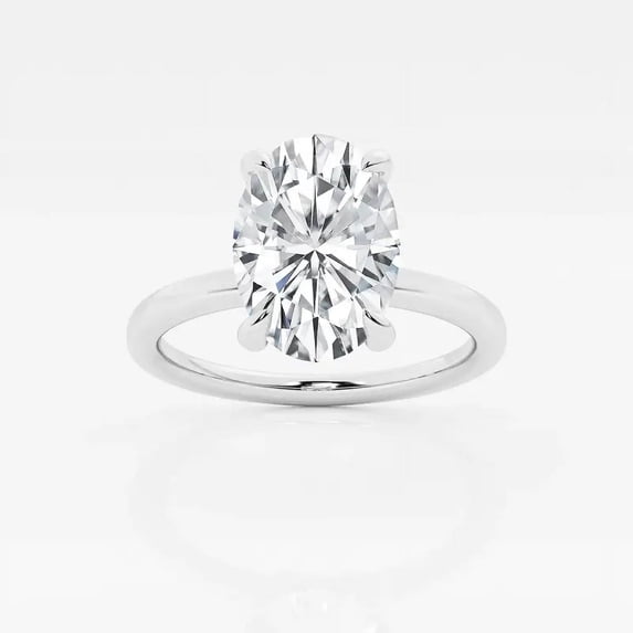 Ariana Jewel 14K White Gold Plated Solitaire Ring - 2.2 Ct Oval Lab Created Diamond Solitaire Ring for Women's - Stacking Solitaire Halo Engagement Wedding Rings - Forever Diamond Ring for Women's