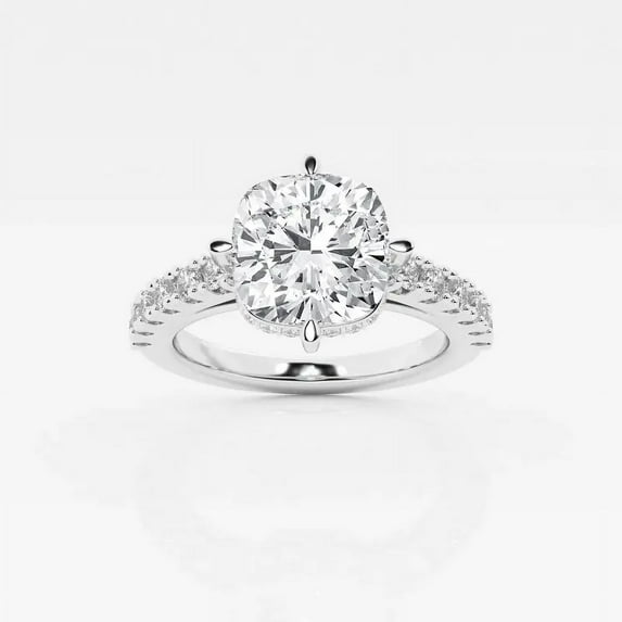 Ariana Jewel 14K White Gold Plated Solitaire Rings - 1.8 Ct Cushion Cut Lab Created Simulated Diamond - Wedding Proposal Rings for Her - Party Wear Diamond Rings - Causal Office Wear Rings