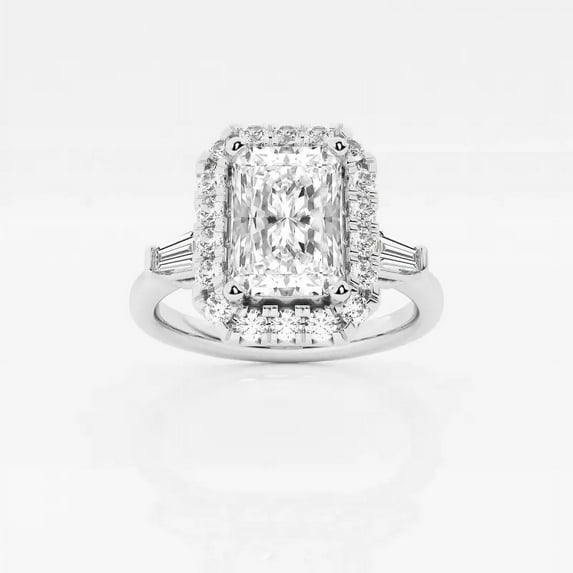 Ariana Jewel 14K White Gold Plated Solitaire Rings - 1.8 Ct Radiant Cut Lab Created Simulated Diamond - Wedding Proposal Rings for Wife - Party Wear Diamond Rings - Causal Office Wear Rings