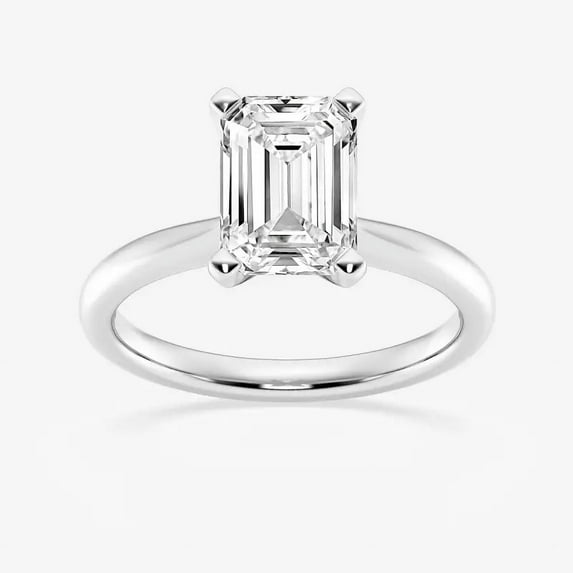 Ariana Jewel 14K White Gold Plated Wedding Anniversary Ring - 2.1 Ct Emerald Cut Diamond Ring - Engagement Wedding Solitaire Rings for Her - Causal Office Wear Rings - Special Occasion Ring Women's