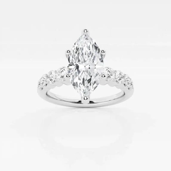 Ariana Jewel 2.1 Ct Marquise Cut Diamond Ring - White Diamond Engagement Wedding Ring for Her - 14K White Gold Plated Ring - Modern Style Sterling Silver Engagement Ring - Causal Office Wear Ring