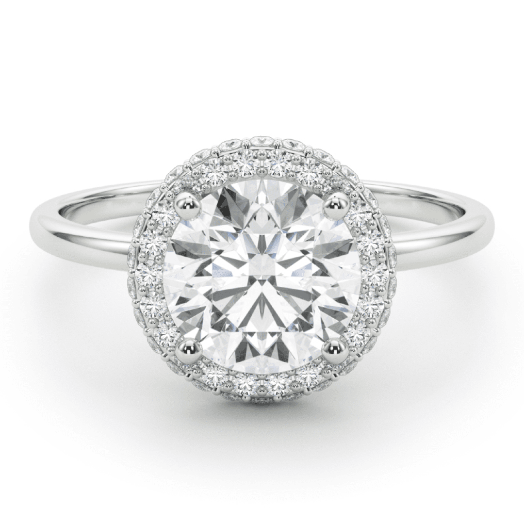 Ariana Jewel 2.1 Ct Round Cut Brilliant Hidden Halo Diamond Engagement ...