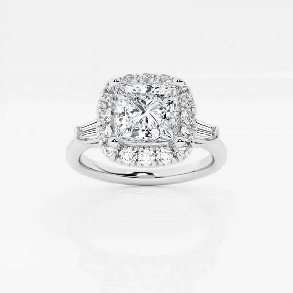 Ariana Jewel 2.3 Ct Princess Cut Simulated Diamond Rings - 14K White Gold Plated Rings - Wedding Proposal Rings for Wife - Causal Office Wear Rings - Hidden Halo Engagement Beautiful Jewelry