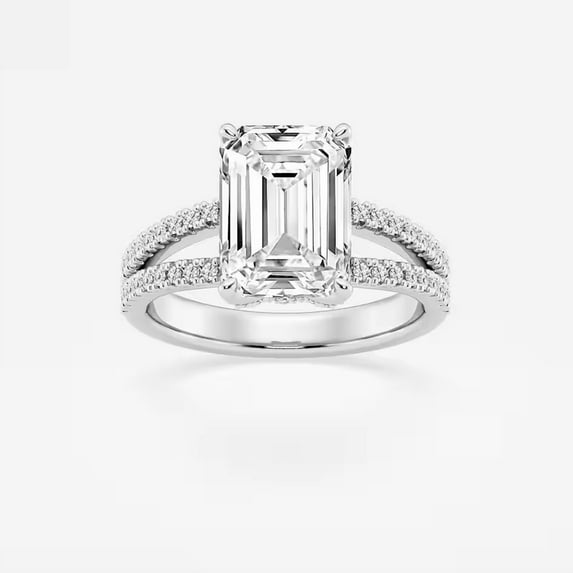 Ariana Jewel 2.5 Ct Lab Created Diamond Emerald Cut Engagement Rings - 14K White Gold Plated Wedding Anniversary Rings - Halo Solitaire Engagement Rings - Diamond Engagement Wedding Simple Rings