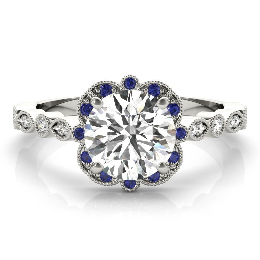 Ariana Jewel 2 Ct Brilliant Round Cut Floral Halo Diamond Ring for ...