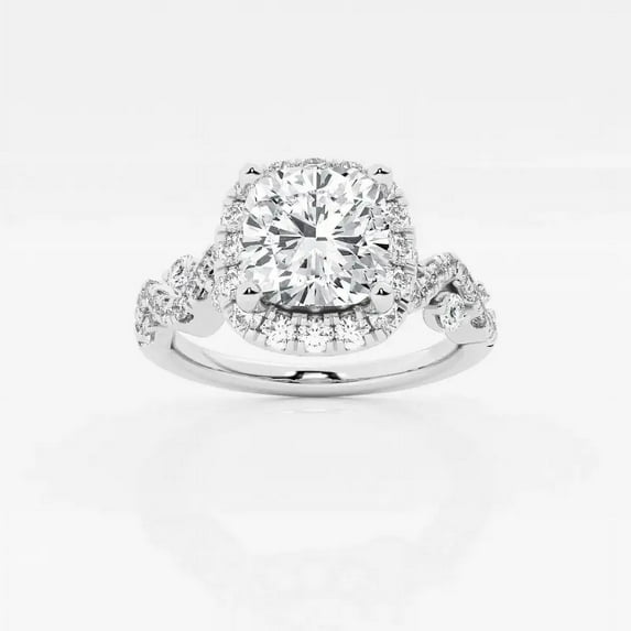 Ariana Jewel 2 Ct Cushion Cut Lab Created Simulated Diamond Gifts - 14K White Gold Plated Rings - Sweeping Engagement Solitaire Rings for Women's - Simple Wedding Anniversary Gift Rings for Women's