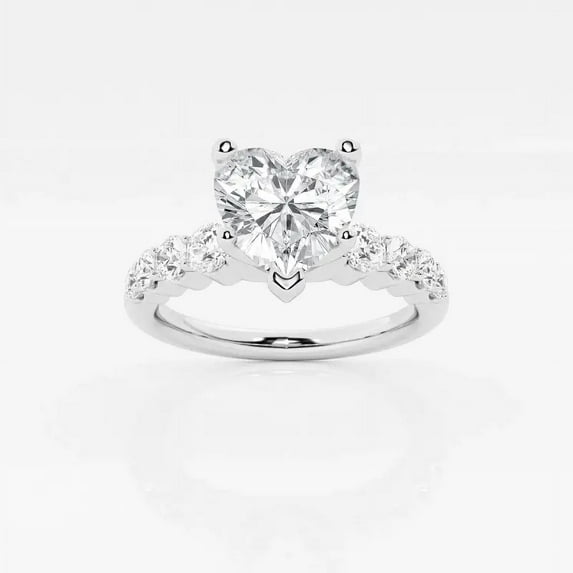 Ariana Jewel 2 Ct Heart Cut Diamond Rings - 14K White Gold Plated Wedding Rings - Gorgeous Anniversary Gift for Women's - Christmas Special Gift for Her - Engagement Solitaire with Accent Rings