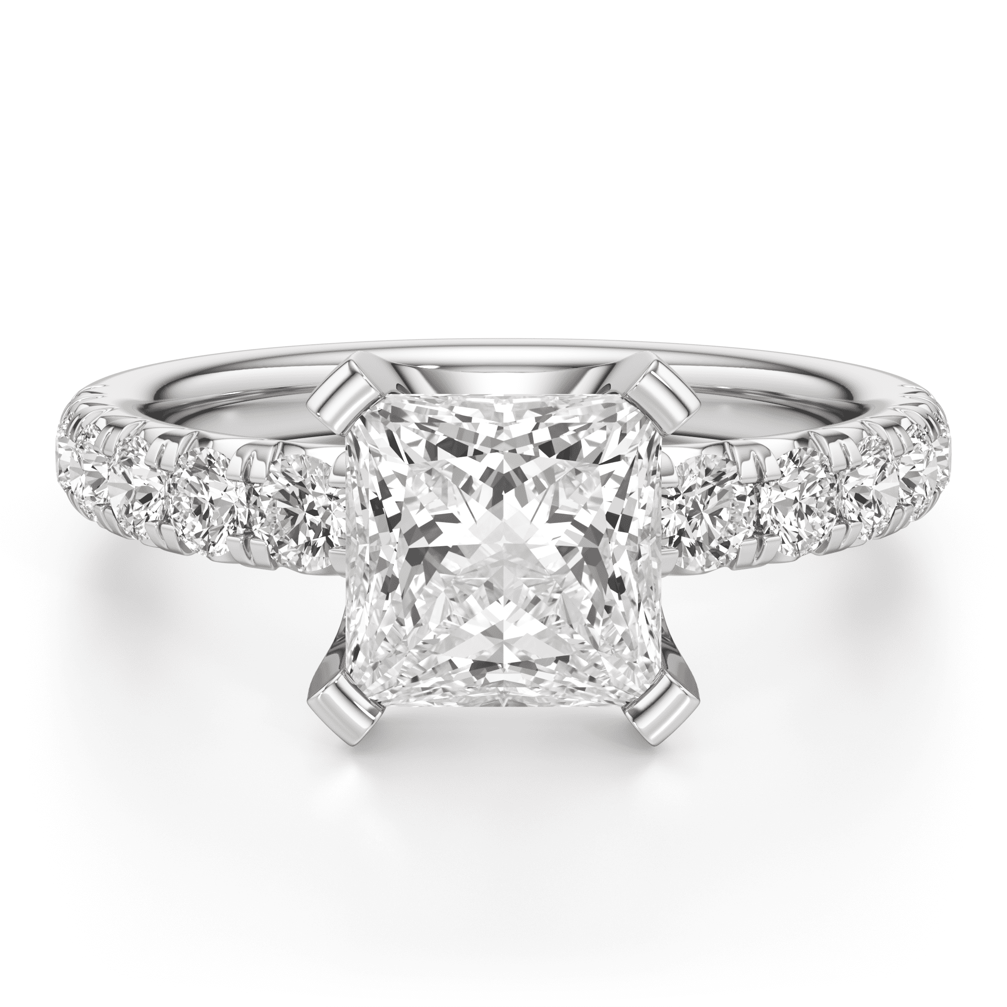 Ariana Jewel 2 Ct Princess Cut Solitaire Engagement Ring 14K White Gold Plated with Eternity