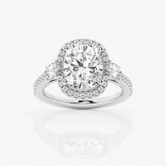 Ariana Jewel 2 Ct VVS1/D Cushion Cut Lab Created Simulated Diamond Ring - Rings for Women's - Bridal Diamond Jewelry for Her - Classic Engagement Wedding Women's Ring - Party Wear Halo Diamond Ring