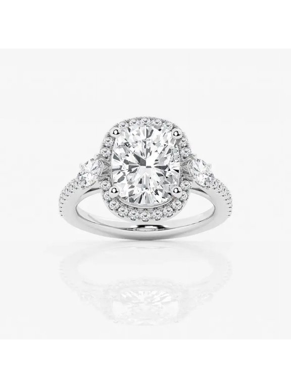 2 Ct VVS1/D Cushion Cut Lab Created Simulated Diamond Ring - Rings for Women's - Bridal Diamond Jewelry for Her - Classic Engagement Wedding Women's Ring - Party Wear Halo Diamond Ring
