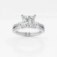 thumbnail image 1 of Ariana Jewel Beautiful 2 Ct Princess Cut Lab Created Diamond Ring - Three Stone Engagement Design - 14K White Gold Plated Split Shank Ring - Ideal for Women’s Bridal Jewelry and Special Occasions, 1 of 2