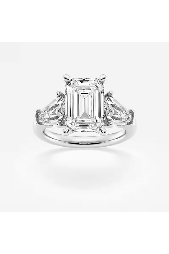 Emerald Cut 2 Ct Diamond Anniversary Women's Ring - 14K White Gold Plated Diamond Wedding Ring - Engagement Diamond Ring for Her - Party Wear Diamond Ring - Infinity Wedding Silver Ring