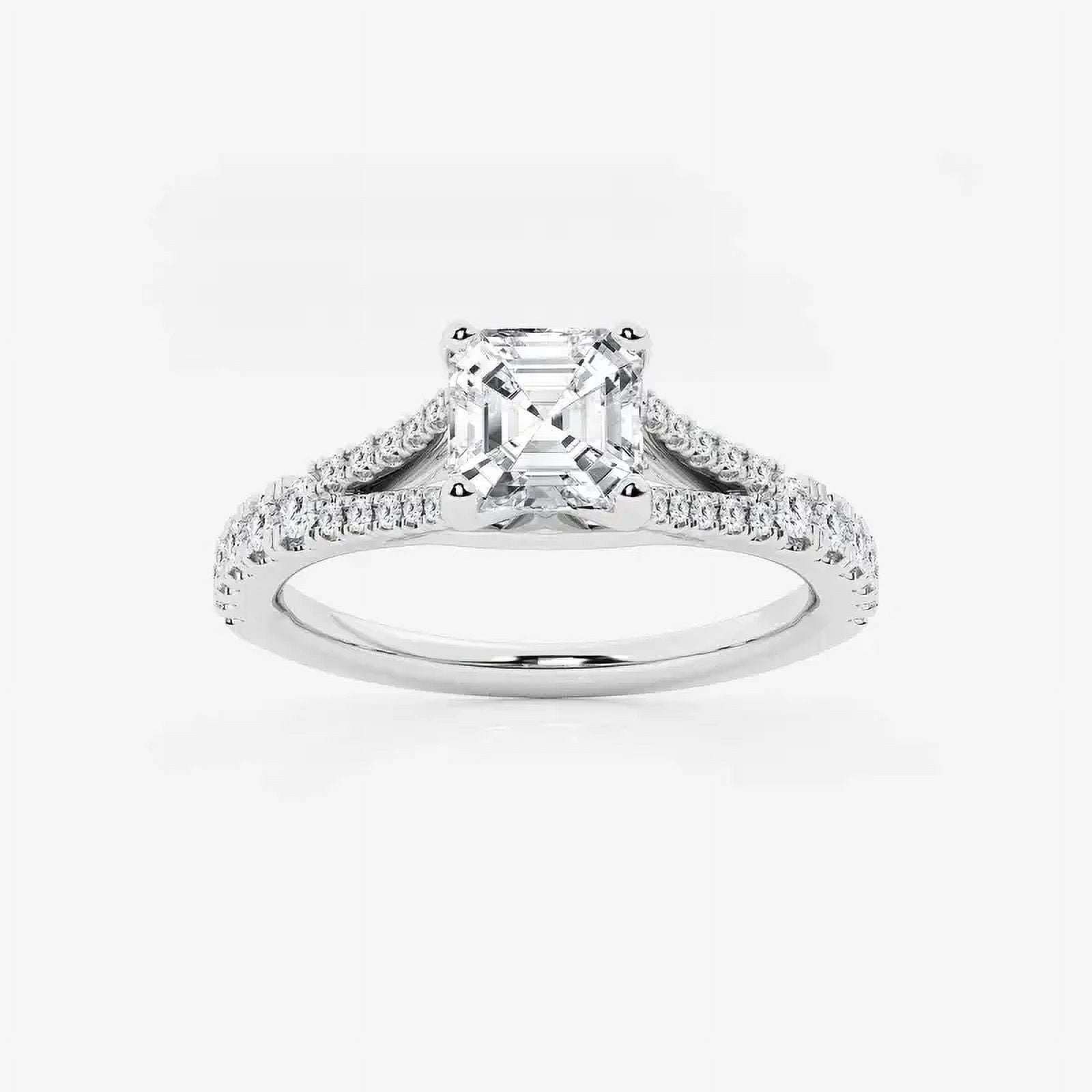 Ariana Jewel Prong Set 1.7 Ct Asscher Cut Lab Created Diamond Ring ...