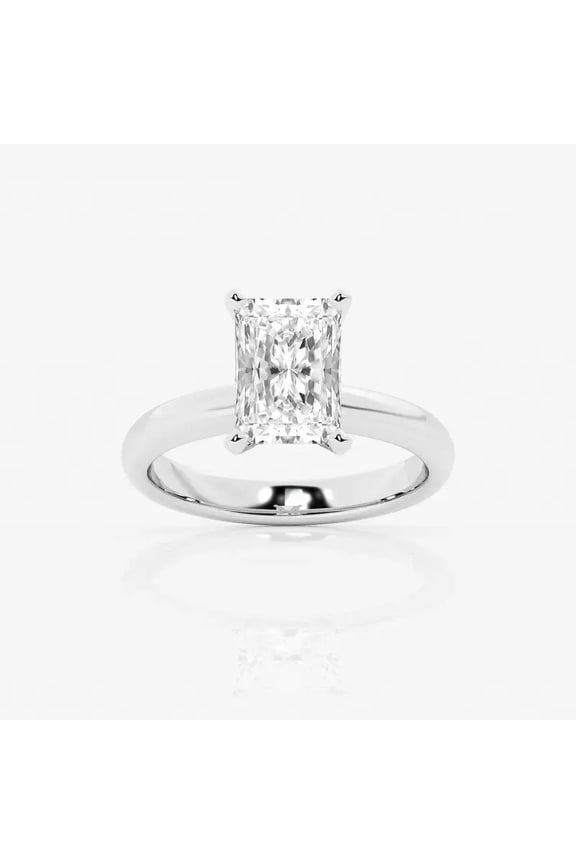 Stamped 14K White Gold Plated Ring - 1.6 Ct Radiant Cut Lab Created Diamond Wedding Anniversary Ring - Engagement Ring for Her - Wedding Solitaire Ring - Wedding Jewelry for Bridesmaids