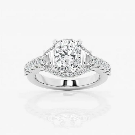 Ariana Jewel Stunning 1.6 Ct Cushion Cut Lab Created Diamond Engagement Ring - 14K White Gold Plated - Perfect for Proposal or Graduation Gift - Daily Wear Prong Setting Ring - Christmas Gift for Her