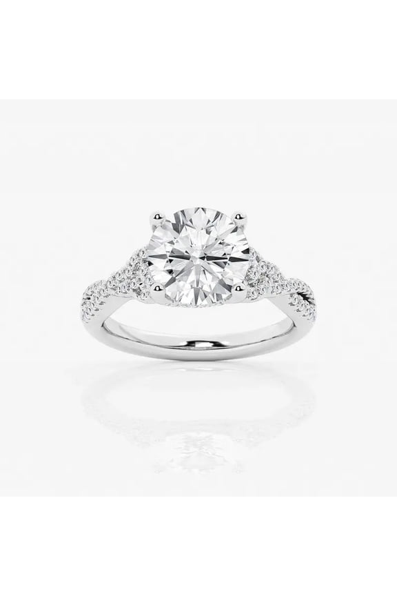 Stunning 1.8 Ct Round Cut Diamond Engagement Ring - Women's Crossover Infinity Promise Ring - Lab-Created Simulated Diamond in 14K White Gold Plated - Causal Stacking Ring for Women's