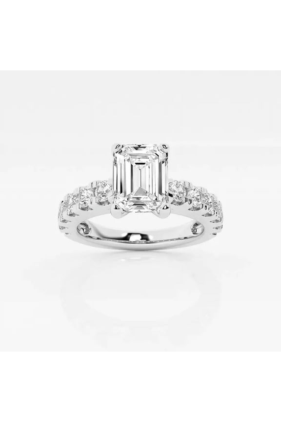 Wedding Ring For Her - 14K White Gold Plated Annivasary Ring - 1.5 Ct Pear Cut Brithday Ring for Her - Daily Wear Diamond Ring for Her - Pear Cut & Emerald Cut Wedding Annivasary Ring