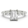thumbnail image 1 of Ariana Jewelry 1.9 Ct Emerald Cut Solitaire Engagement Ring - 14K White Gold Plated Moissanite with Accent Stones - Classic Wedding & Anniversary Moissanite Ring for Women - Prong Setting Ring, 1 of 6
