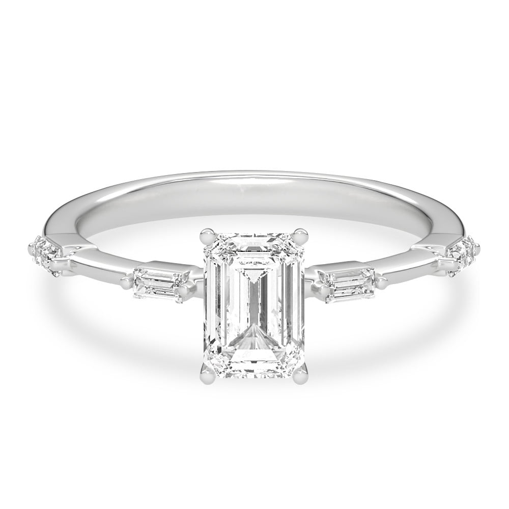 Ariana Jewelry 14K White Gold Plated 2.12 Ct Emerald Cut Solitaire ...