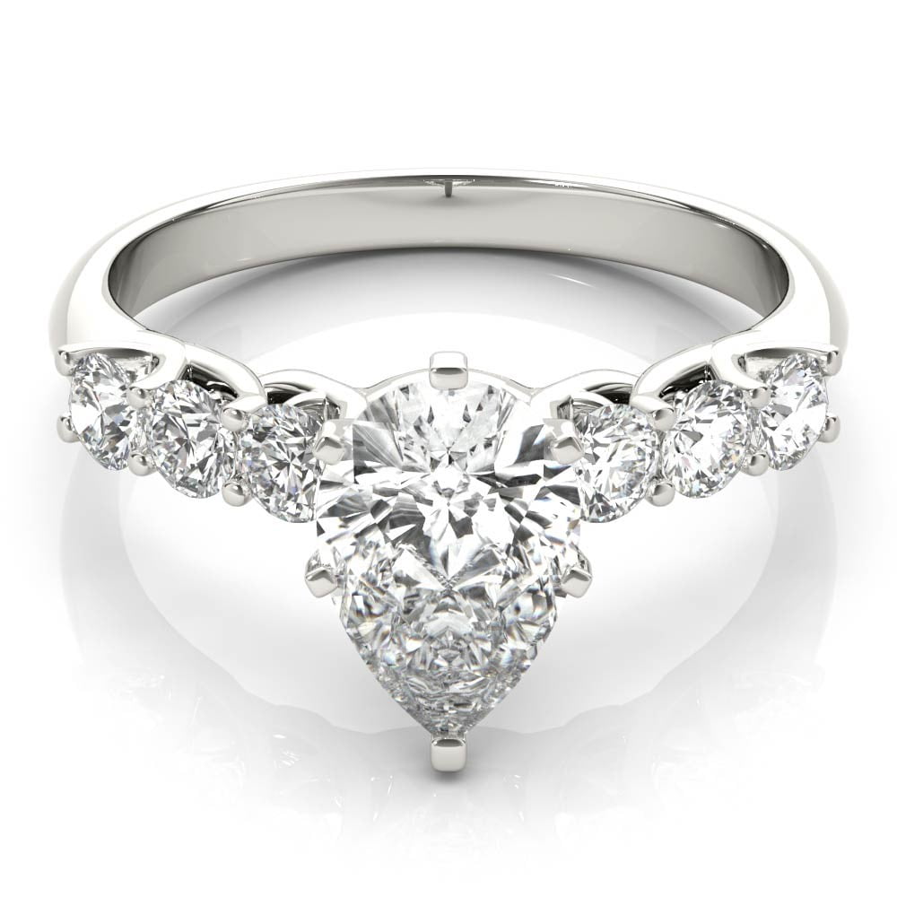 Ariana Jewelry 2.22 Ct Pear Cut Solitaire with Accent Moissanite Ring ...