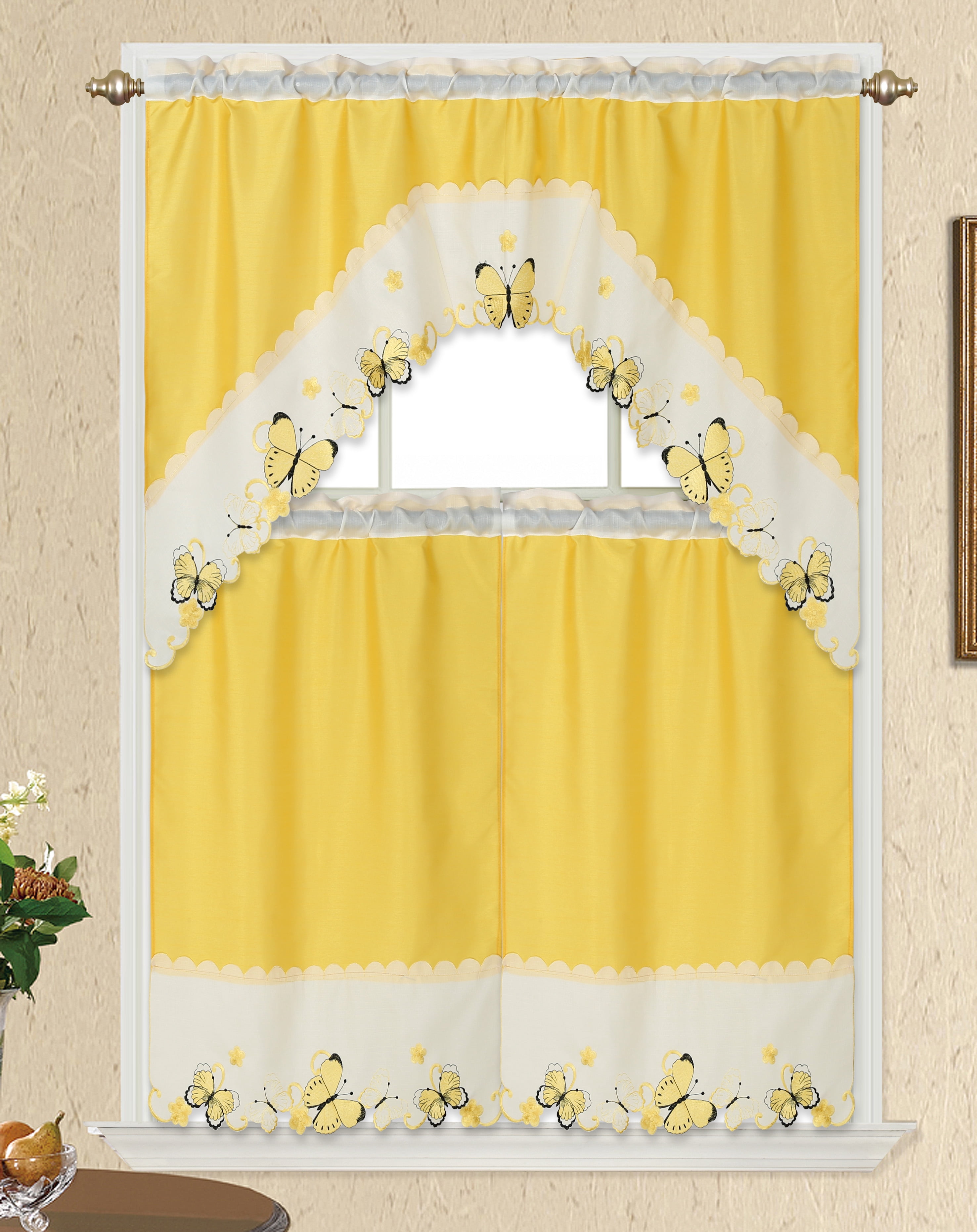 Ariana Kitchen Curtain (Yellow) - Walmart.com