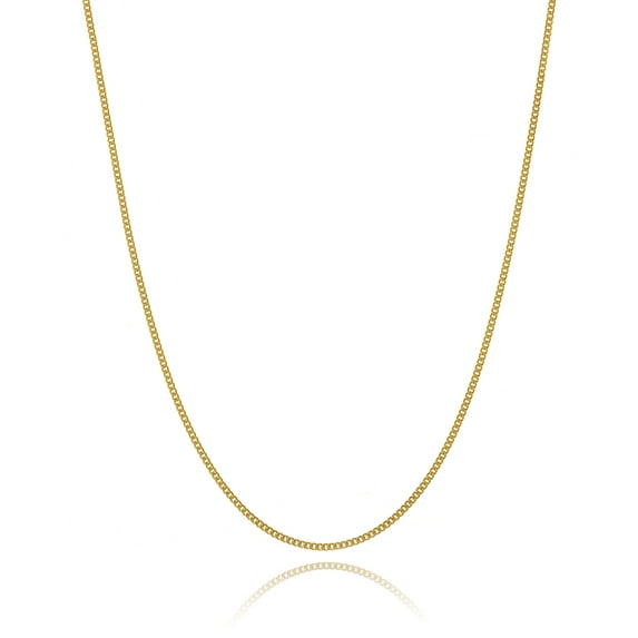 Ariana Lucci 14K Gold Filled Thin Italian Curb Chain Necklace, Non Tarnish 1mm Cuban Link Chain, Great for Pendants and Charms, Genuine 1/20 14K Gold Filled Made in Italy, 20"