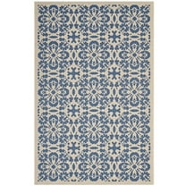 Modway Ariana Vintage Floral Trellis 5x8 Indoor and Outdoor Area Rug in Blue and Beige