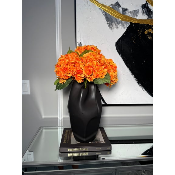 Ariane Orange Artificial Hydrangea Flowers Realistic Silk Blooms for Home Decor, Centerpieces & Arrangements Fall