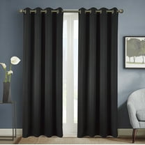 Olivia Gray Anchorage Blackout Grommet Single Curtan Panel - 54x90", Black