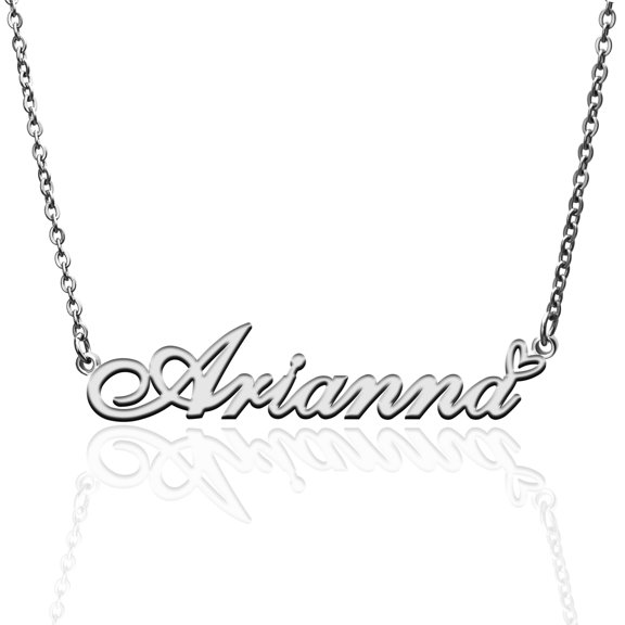 Arianna Custom Name Necklace Customized Personalized Plated Name Necklace for Mother Daughter Friendship Women Valentine's Day Christmas Birthday New Year Silver