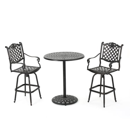 Arianna Outdoor Aluminum Bar Set with Patina Copper Finish