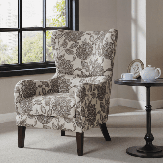 Arianna Swoop Wing Chair - 1-Piece Solid Wood with Backrest