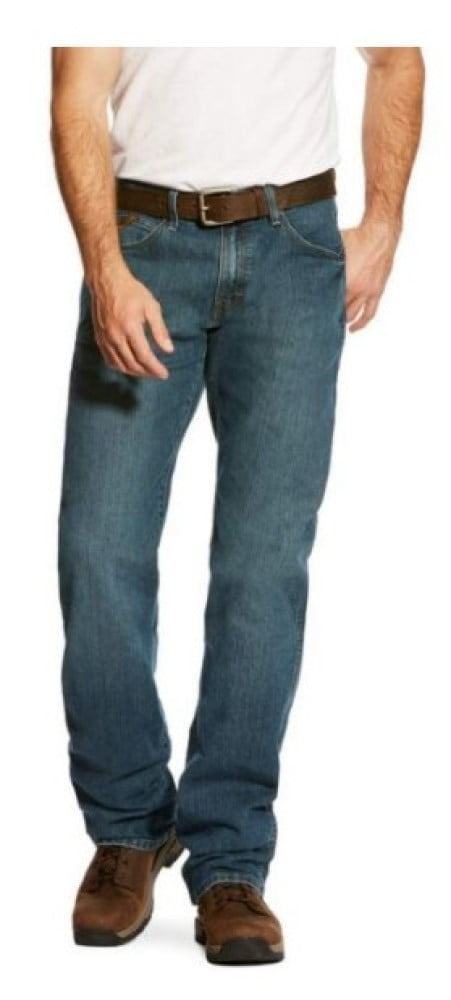 Ariat Rebar M4 (Mens) 10016221 - Low Rise DuraStretch Edge Boot Cut Jeans (Medium Wash)