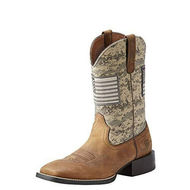 Ariat 10023359 13 D Sport Patriot Wide Square Toe Western Boots for Men Distressed Brown 13M Walmart