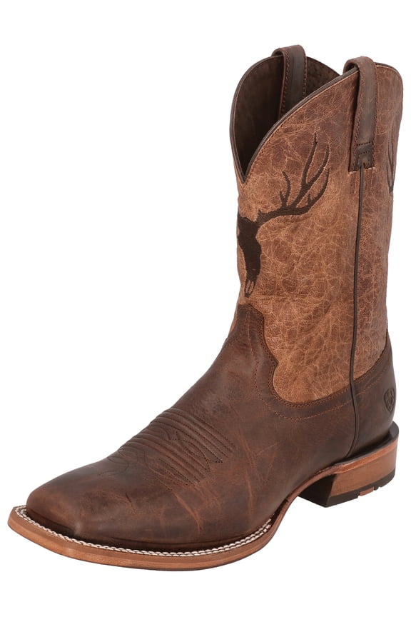 10046827 Crosshair Square Toe Western Boots for Men - Dark Whiskey Brown - 9.5M