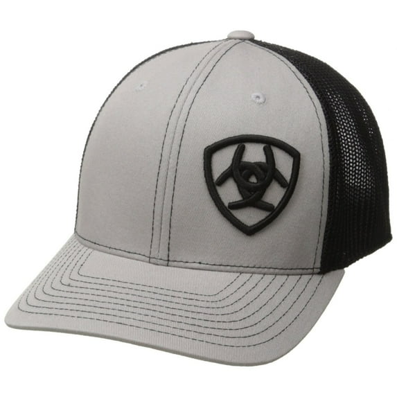 Ariat 1597706 Mens Offset Logo Flex Fit One Ten Ball Cap, Grey