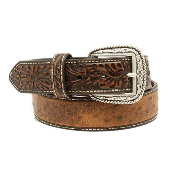 Ariat A1017202-32 Mens Ostrich Print Hand Tooled Belt, Size - 32