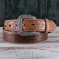 thumbnail image 1 of Ariat Men's Brown Crocodile Floral Tabs Leather Belt A1022008, 1 of 1
