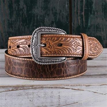 Ariat A1022008-44 Western Belt Mens Croco Print Embossed Floral&#44; Size - 44