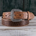 thumbnail image 1 of Ariat Men's Brown Crocodile Floral Tabs Leather Belt A1022008, 1 of 1