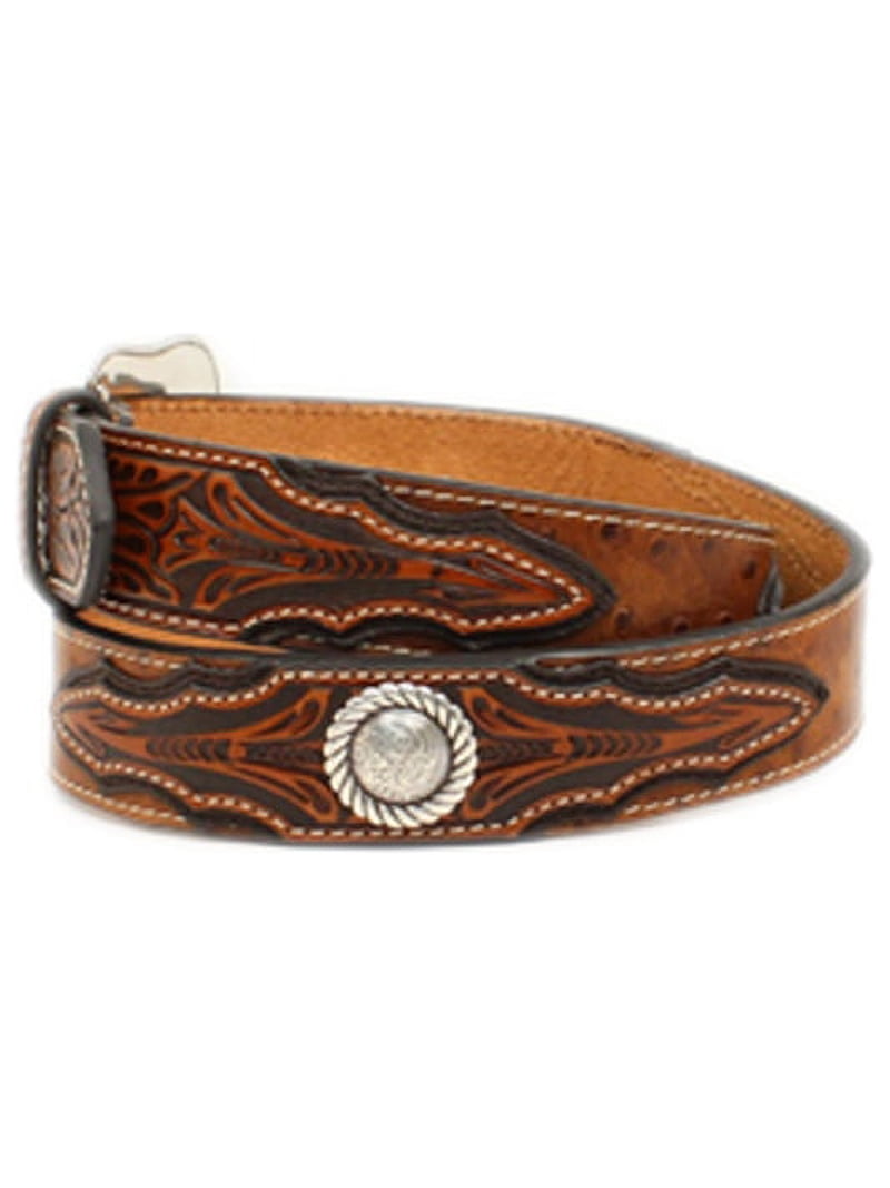 Ariat A1024402-34 Mens Ostrich Tooled Leather Belt & Buckle&  display picture 1