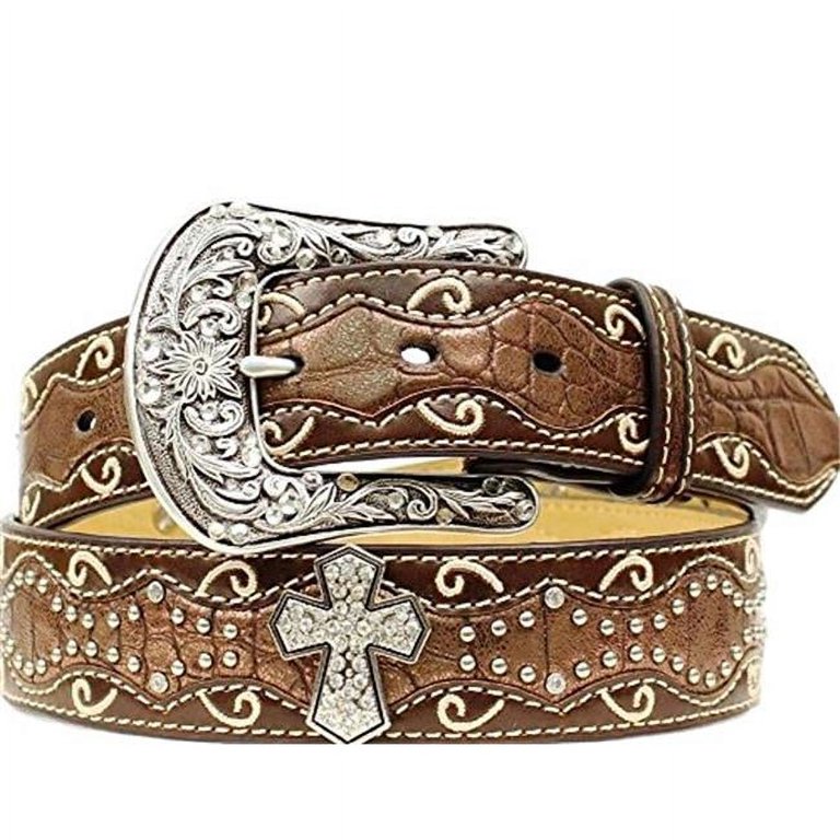Ariat A1514002-S 1.5 in. Womens Studded Cross Inlay Belt,  display picture 2