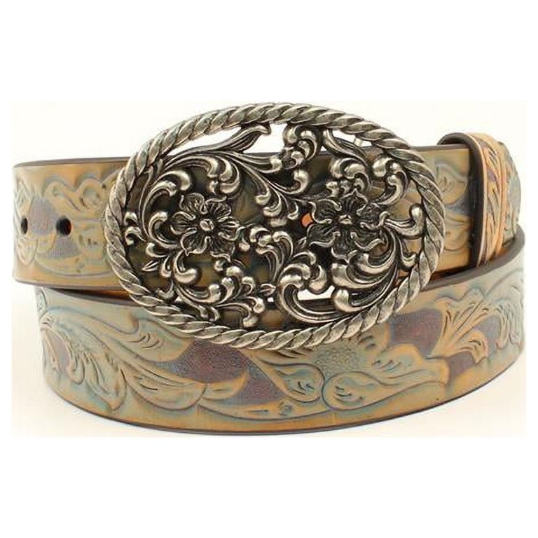 Ariat Womens Leather Floral Embossed Western Belt - Walmart.com display picture 2