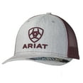 thumbnail image 1 of Ariat A300012009 Mens Hat Baseball Cap Snap Mesh R112 with Embroidered Design, Grey & Burgundy, 1 of 4
