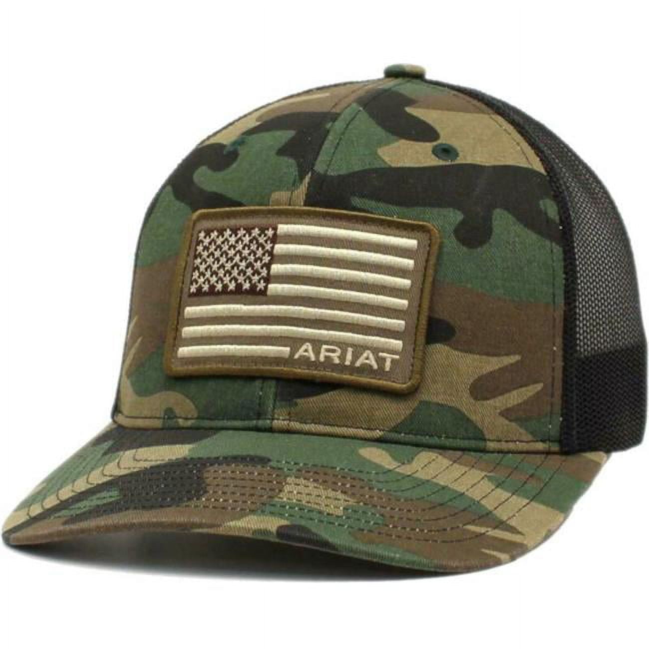 Ariat A3000158222 Camo Snap Back Embroidered USA Flag Cap for Mens