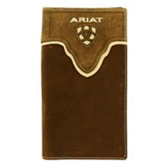 Ariat Distressed Brown Shield Inlay Rodeo Bi-Fold Wallet A3531244