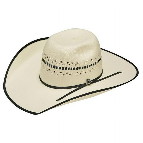 Ariat A73176-7 4.50 in. Bound Edge Punchy Bangora Hat, Ivory & Black - Size 7