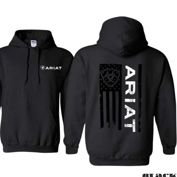 Ariat . American Flag . Classic Patriotic Pullover with Bold Western-Inspired Design. Cozy Western Lifestyle Fashion Casual Holiday Unisex Comfort Hoodie, Color: Black, Size: S