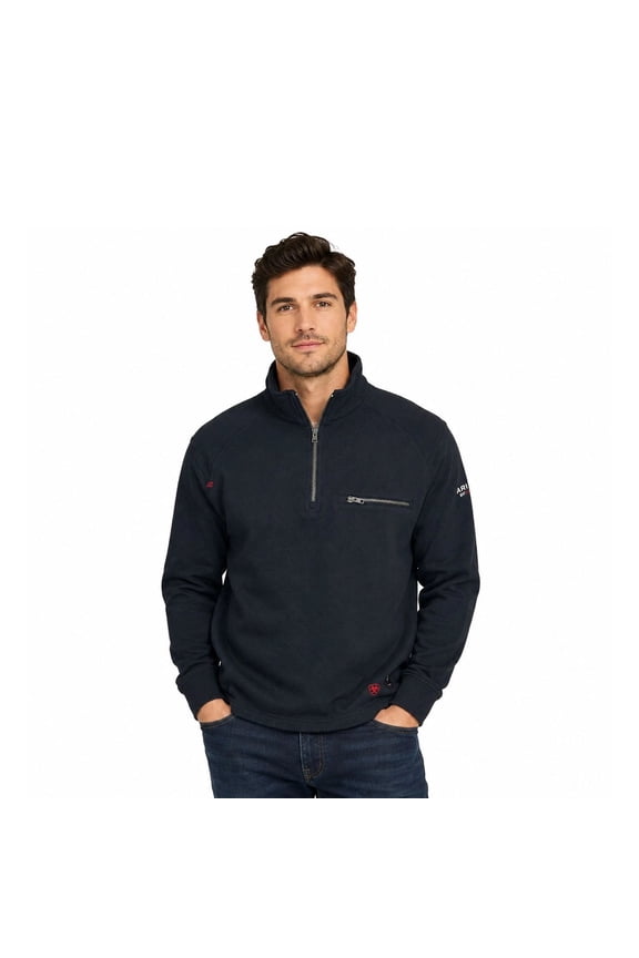 FR Men's Black Hoodie 1/4 Zip Pullover Sweatshirt (S73)