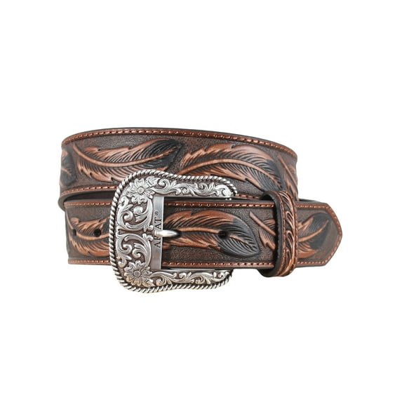 Ariat Men's Brown Feather Embossed Leather Belt A1029608